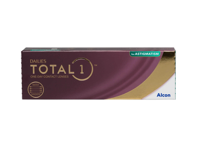 Торичні контактні лінзи Alcon Dailies Total 1 for Astigmatism BC=8.6 DIA=14.5 PWR=-3.25 CYL=-1.25 AXE=40 30 лінз