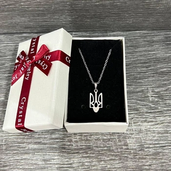Кулон на цепочке "Герб Украины Тризуб" ювелирная сталь Xuping Jewelry серебристая упакован в коробочку (16217)