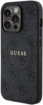 Панель Guess 4G Collection Leather Metal Logo MagSafe для Apple iPhone 14 Pro Black (3666339226305)