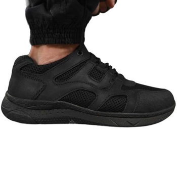 Тактичні кросівки літні Police чорні шкіряні сітка прошиті 43