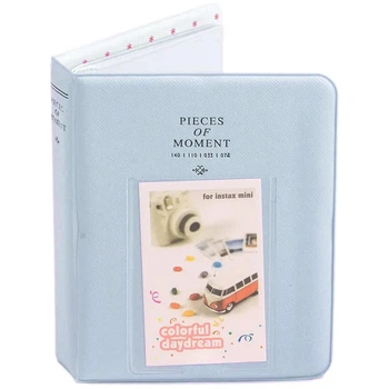 Фотоальбом голубой для Fujifilm Instax Mini на 64 фото Альбом для Mini (8, 9, 12, 11, 40, 50s, 70, 90, 25s, liplay, evo, link, share sp-1, sp-2, polaroid 300)