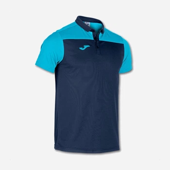 Поло длинное мужское Joma HOBBY II 101371.342 S Темно-синее/Бирюзовое (8445456449454)