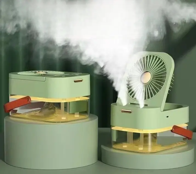 Маленький вентилятор с увлажнителем и пультом управления Small fan AND LY-605 зеленый