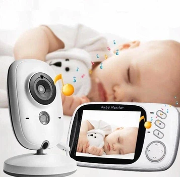 Електронна відеоняня з датчиком звуку Baby Monitor VB603 / радіоняня з портативним дисплеєм та вимірюванням температури OnePro Білий