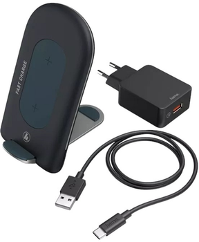 Індуктивний зарядний пристрій Hama QI-FC 15S 15W/USB Type-C Black (4047443456618)