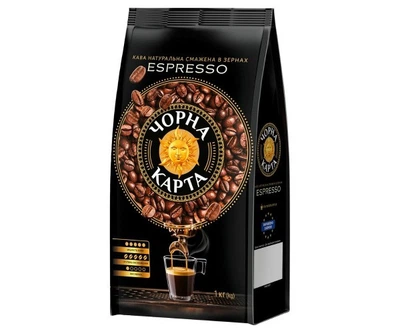 Кава натуральна смажена в зернах Espresso пакет Чорна Карта 1 кг