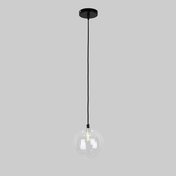 Черный подвес со стеклянным прозрачным 15см шаром BUBBLES (61-P150F-1 BK+CL)
