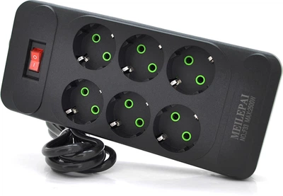 Мережевий фільтр Voltronic F33, 6 розеток EU, кнопка включення з індикатором, 2 м, 3х0.75 мм, 2500W, Black, Box (YT31685)