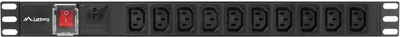 Listwa przeciwprzepięciowa Lanberg Rackowa 1U 10A PDU 10 gniazd 2 m Black (PDU-10I-0200-IEC-BK)