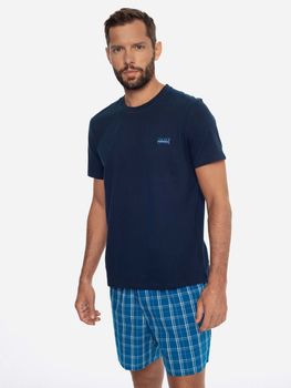 Піжама (футболка + шорти) чоловіча бавовняна Henderson 41289-59X M Темно-синя (5903972248799)