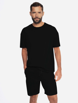 Піжама (футболка + шорти) чоловіча бавовняна Henderson 41627-99X M Чорна (5903972244166)