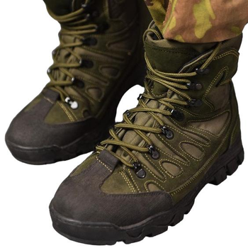 Берці демісезонні тактичні черевики Fanat ВТ6647 олива хакі шкіряні прошиті 44
