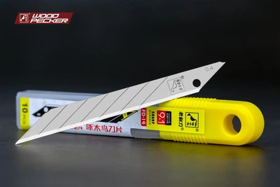Лезвия для ножа 9мм&nbsp;угол 30° Woodpecker серые 10шт (FD-14)