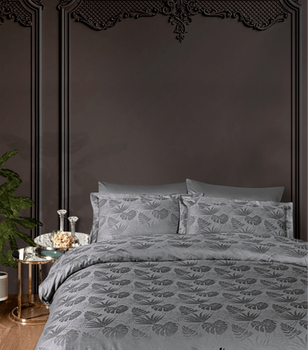 Комплект постельного белья Jacquard Satin Dark Series First Choice - First Choice - JS-233 Nichol Storm - Евро - Светло-серый