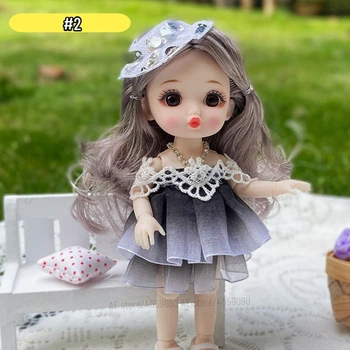 Шарнирная кукла BJD "Леди в сером платье" 16см (К117)