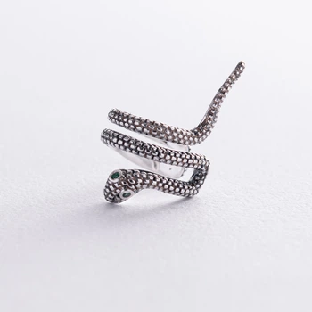 Срібна сережка - каффа "Змія" 123291 Онікс