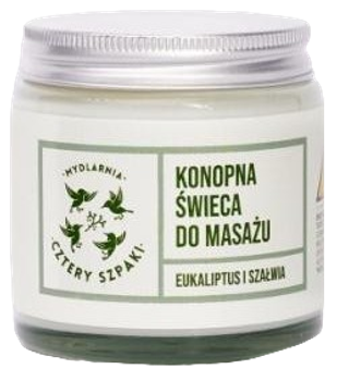 Świeca do masażu Mydlarnia Cztery Szpaki Konopna Eukaliptus i Szałwia 120 ml (5903641980548)