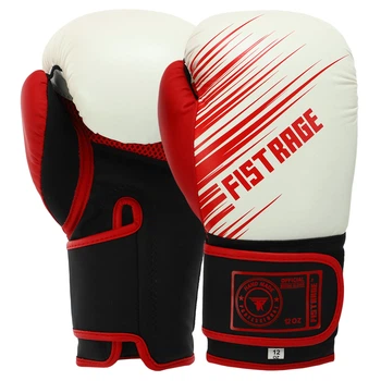 Перчатки боксерские FLEX на липучке FISTRAGE VL-9734 (р-р 14oz, Белый-красный)