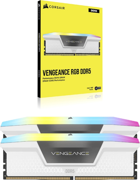 Оперативна пам'ять Corsair DDR5-6400 32768MB PC5-51200 (Kit of 2x16384) XMP 3.0 Vengeance RGB White (CMH32GX5M2B6400C36W)