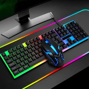 Проводная клавиатура с мышкой LED Keyboard Mouse KM 5003 Игровой набор с подсветкой для компьютера