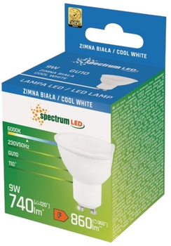 Світлодіодна лампа Spectrum 9W 6000K GU10 Neutral White Прожектор (5840822)