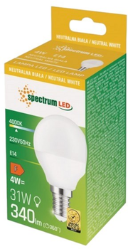 Світлодіодна лампа Spectrum 4W 4000K 230V E14 Neutral Куля (6477430)