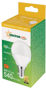 Світлодіодна лампа Spectrum 6W 4000K 230V E14 Neutral Куля (5907418755018)