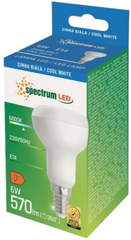 Żarówka LED Spectrum R-50 6W 6000K 230V E14 Neutral White Reflektorowa (5907418799074)