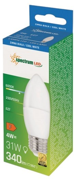 Żarówka LED Spectrum 4W 6000K 230V E27 Neutral White Świeczka (5907418735072)