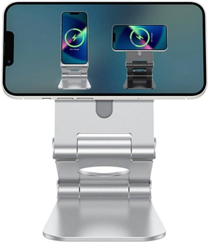 Підставка для телефону Omoton з тримачем для зарядного пристрою для iPhone 12 Silver (MS02)