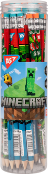 Набір олівців чорнографітних YES Minecraft круглі з гумкою 2 дизайни тубус 36 шт (280634) (5056574434555)