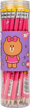 Набір олівців чорнографітних YES Line Friends Choco трикутні з гумкою тубус 36 шт (280669) (5056574434906)