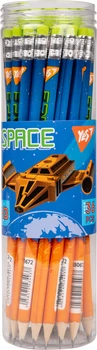Набір олівців чорнографітних YES Space трикутні з гумкою тубус 36 шт (280672) (5056574434937)