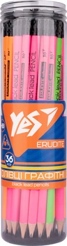 Набір олівців чорнографітних YES Erudite Neon трикутні з гумкою тубус 36 шт (280596) (4820253269698)