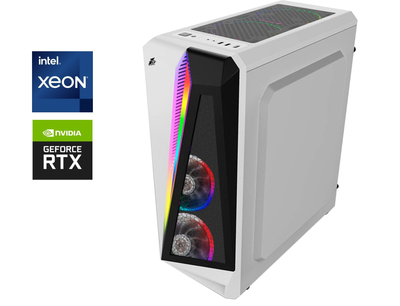Игровой ПК 1stPlayer R5-3R1-WH Color LED White Tower / Intel Xeon E5-2690 v3 (12 (24) ядер по 2.6 - 3.5 GHz) / 32 GB DDR4 / 256 GB SSD + 1000 GB HDD / nVidia GeForce RTX 3070, 8 GB GDDR6, 256-bit / 700W б/у
