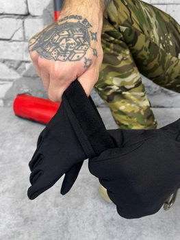 Зимові рукавички SOFSHELL black з карабіном XL