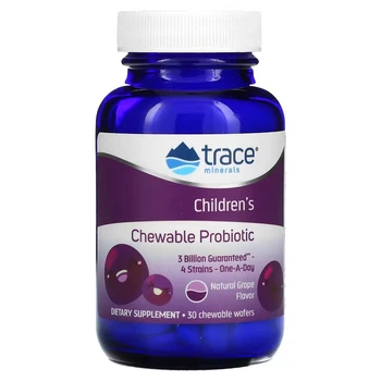 Пробиотики Trace Minerals Детский пробиотик вкус винограда Children's Chewable Probiotic 30 жевательных таблеток