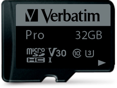 Карта пам'яті Verbatim Pro microSDHC 32GB Class UH-3 + SD-адаптер (23942470410)