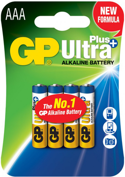 Лужні батарейки GP Ultra Plus Alkaline AAA 1.5V 24AUP-U4 LR03 4 шт. (4891199203985)