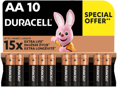Baterie alkaliczne Duracell Basic AA 1.5V LR6 10 szt pakiet ekonomiczny (5000394152496)