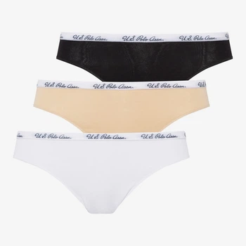 Набор трусиков танга женских хлопковых U.S. Polo Assn 66274 S 3 шт Черный/Бежевый/Белый (8680557324808)