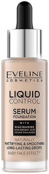 Рідка тональна основа Eveline Liquid Control 010 Light Beige з ніацинамідом 32 мл (5903416058243)
