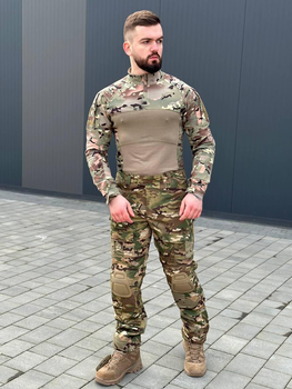Тактическая форма Multicam костюм летний Мультикам с наколенниками военная одежда камуфляжная комплект для ВСУ M