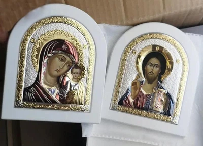 Иконы арочные для дома Спаситель и Богородица 16x20см