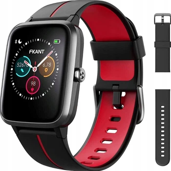 Смарт-годинник Fkant 33mm / GPS / Bluetooth / Вологозахист 5 АТМ / До 10 днів роботи / Black-Red