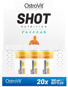 Набір дієтичних добавок OstroVit Sunbeam Multivitamins Shot Carrot & Orange в розчині 20 x 100 мл (5903933911519)