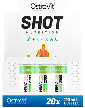 Набір дієтичних добавок OstroVit Vitamin C 2000 Shot Green Apple в розчині 20 x 100 мл (5903933911410)