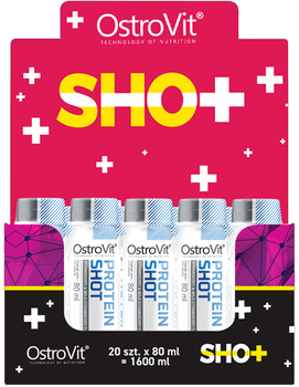 Zestaw suplementów diety OstroVit Protein Shot Strawberry & Wild Strawberry w płynie 20 szt x 80 ml (5903933911212)