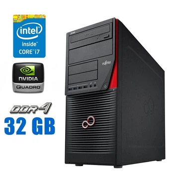 Рабочая станция Fujitsu Celsius W550n Tower / Intel Core i7-6700 (4 (8) ядра по 3.4 - 4.0 GHz) / 32 GB DDR4 / 512 GB SSD M.2 / nVidia Quadro K2200, 4 GB GDDR5, 128-bit / DVD-ROM б/у