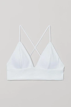 Купальний топ H&M 929321 білий рубчик 46